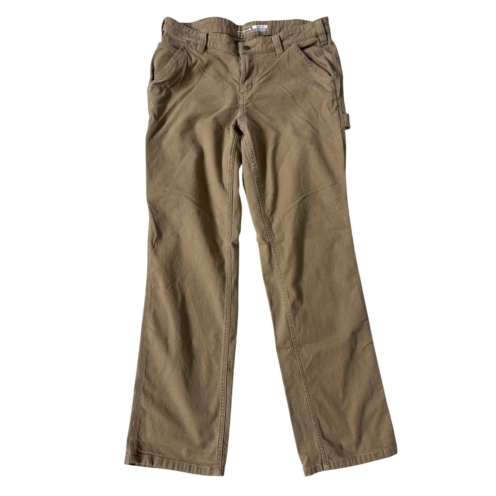 Carhartt Rugged Flex Loose Fit Canvas Work Pants Brown BN2080-W Women's 10 R
